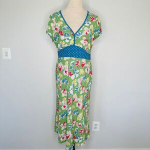 Boden Women's Floral and Polka Dot Midi Tea Dress Size 14R